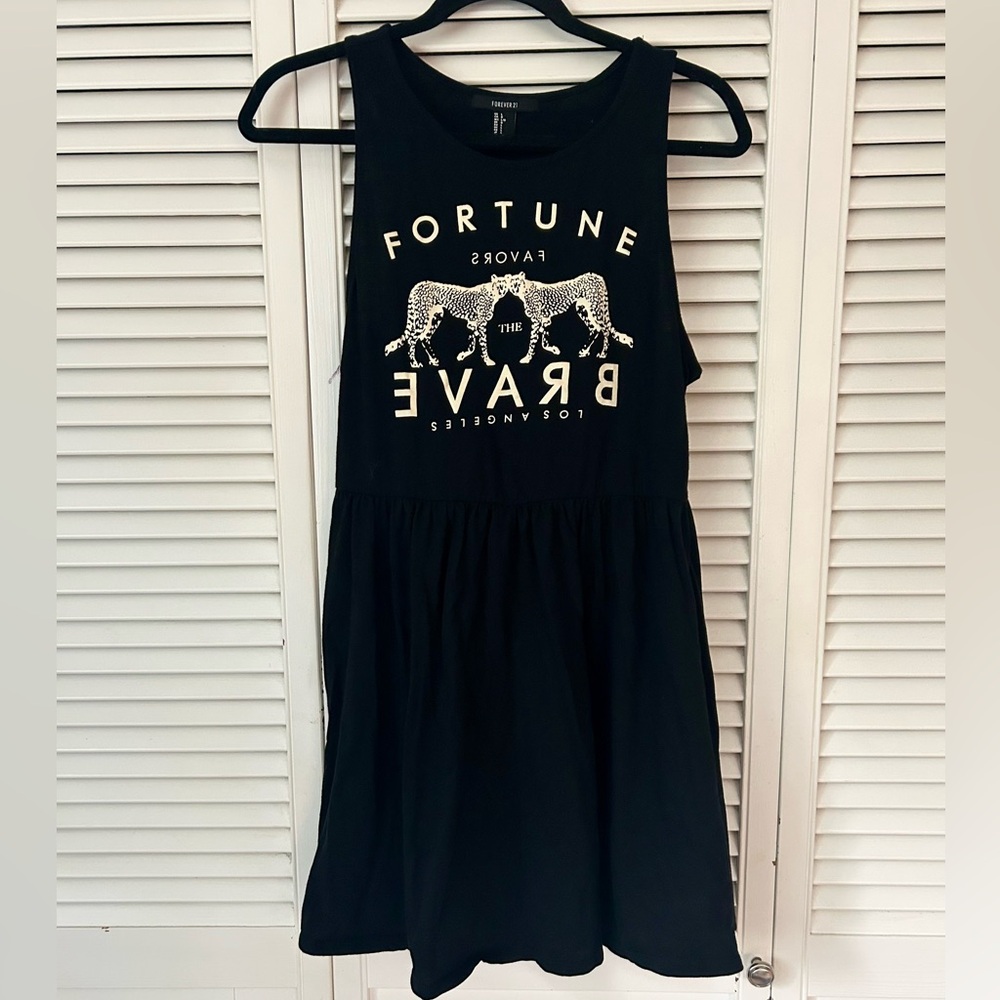 Forever 21 Black Graphic Mini Dress